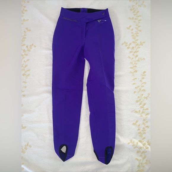 New Vintage Obermeyer Sz 10L Softshell Ski Snow Pants  Stirrups Purple - Picture 9 of 12